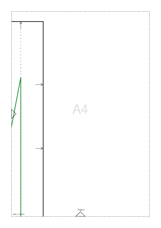 Tiled A4 page A4 of the basic skirt pattern, showing cut lines, the 15 mm safe margin and an alignment triangle